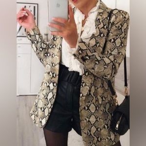 Zara Multicolored Chic Snake Print Blazer.